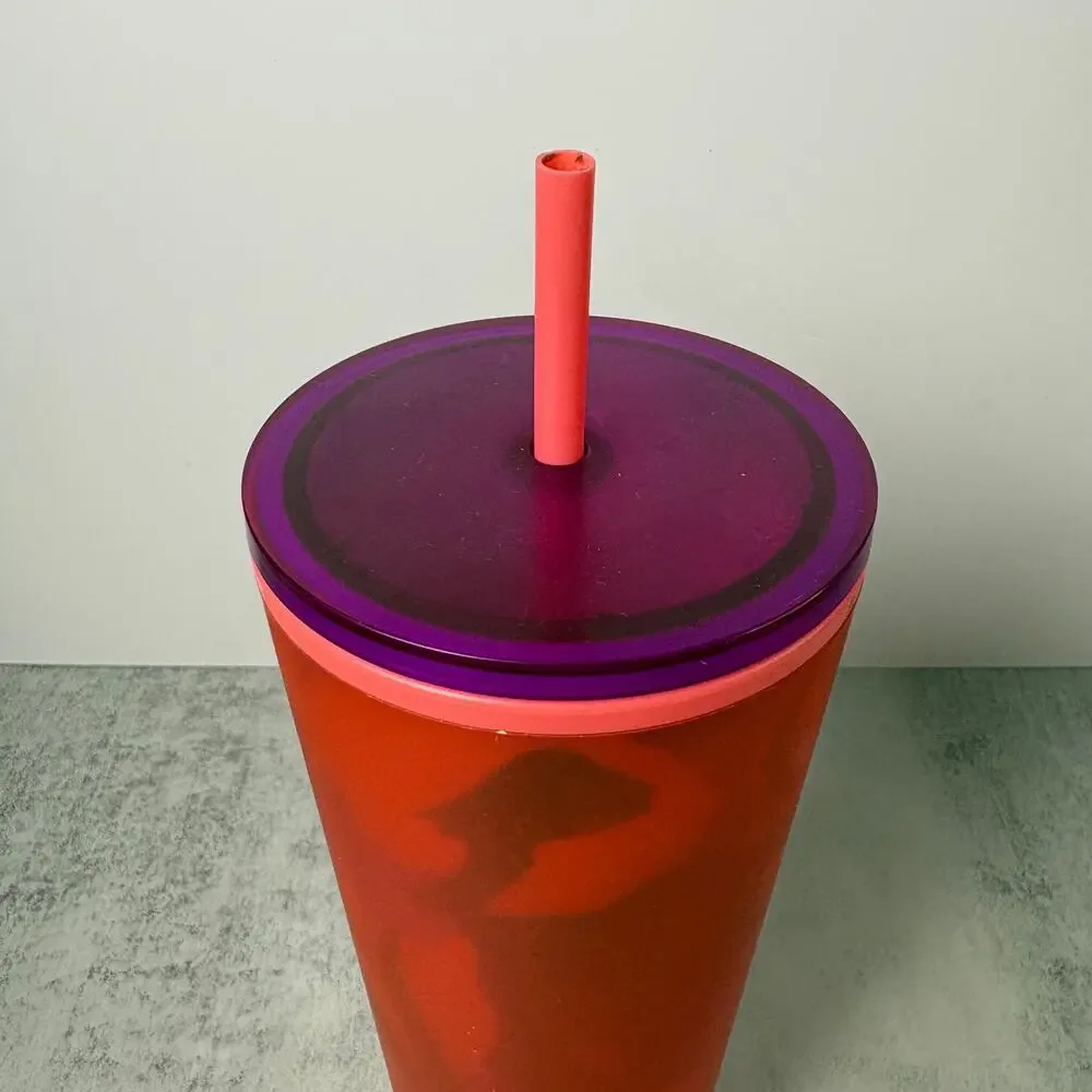 Starbucks 2022 Spring Red Floral Soft Touch Venti Cold Cup Tumbler 24 oz Matte